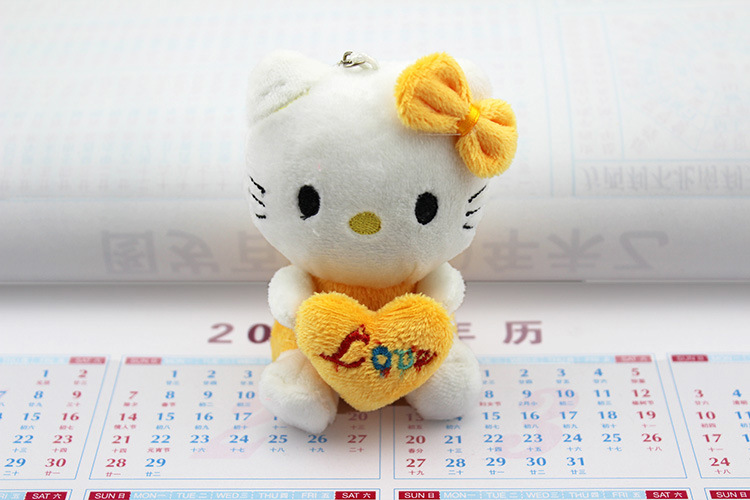 可爱桃心猫咪毛绒手机挂件婚庆抛洒抓机钥匙扣