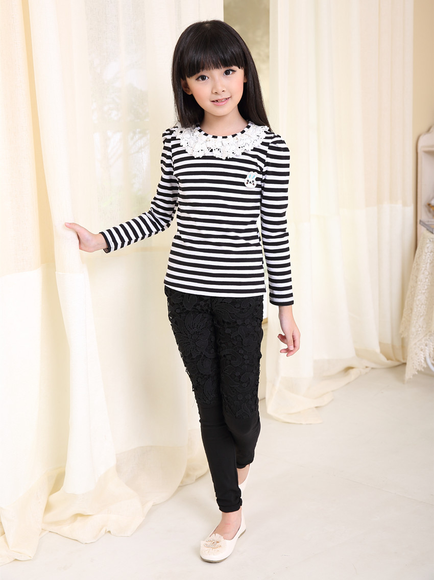 童裤女童秋款2015新款钩花女大童紧身裤打底裤儿童修身裤子批发