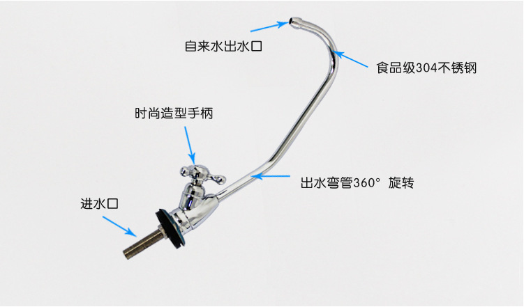 格卡諾 家用廚房水龍頭304不鏽鋼 小彎快接龍頭 淨水器水龍頭廠家