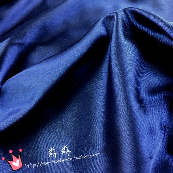 深蓝色睡衣布料藏青色缎面韧性仿真丝色丁亮面背景娃衣装饰面料