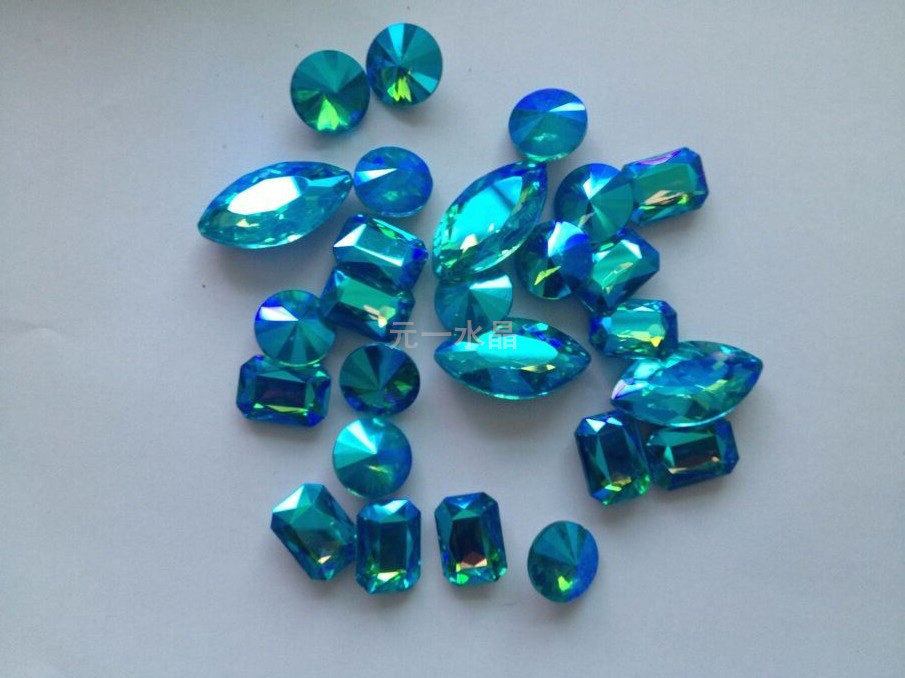 高档尖底玻璃钻蓝彩 大小混批 手机壳美容贴钻 饰品贴钻