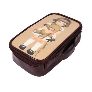 paper doll mate 韩国可爱镜面革pvc防水洋娃娃大号化妆包笔袋蓝