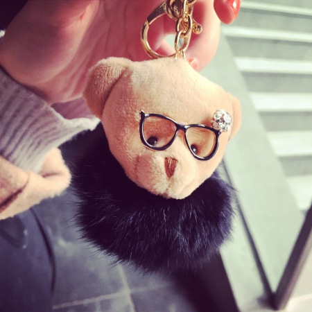 p010韩国超可爱要事链钥匙扣小熊眼睛熊钥匙扣车钥匙扣创意挂包链