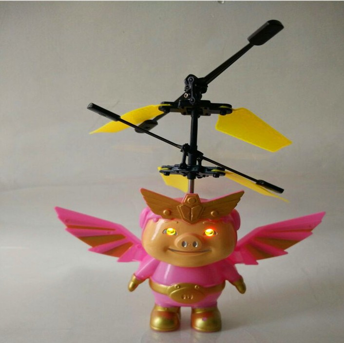 新品双眼彩灯猪猪侠感应悬浮飞行器直升飞机儿童玩具感应飞机批发