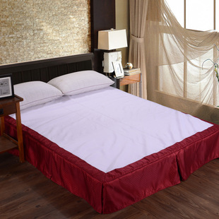 宾馆酒店布草专用床裙 高档贡缎面料床裙 高档红勾花款 厂家直销