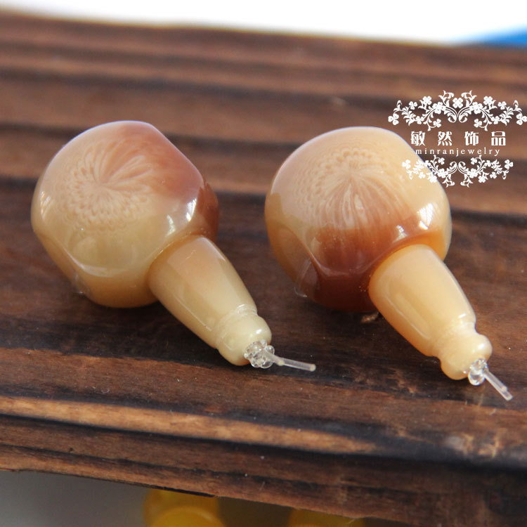 树脂仿牛角犀角三通 藏式扁形金刚菩提三通佛头佛塔 diy佛珠配件