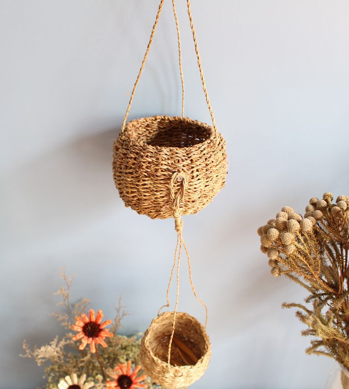 出口日本大吊篮子藤编圆砵吊篮吊挂篮 圆形 吊挂筐a0916