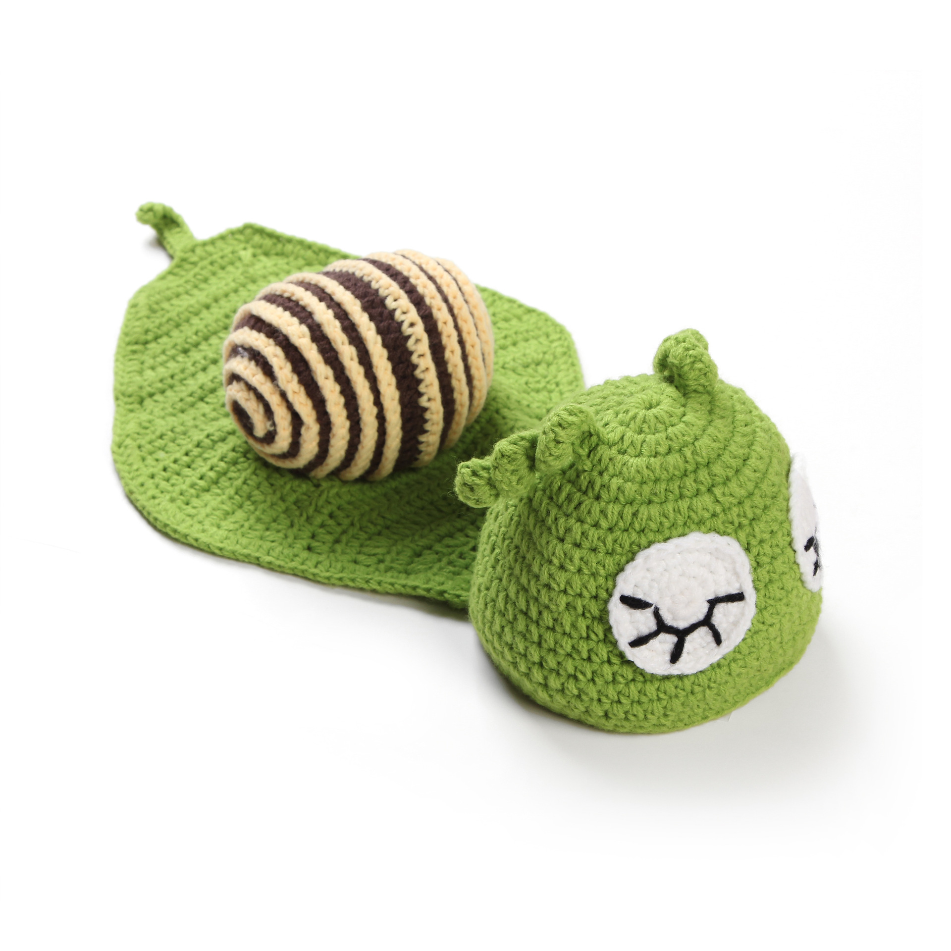 新款手工毛线编织婴儿拍照服装影楼 儿童摄影服装绿蜗牛造型披肩