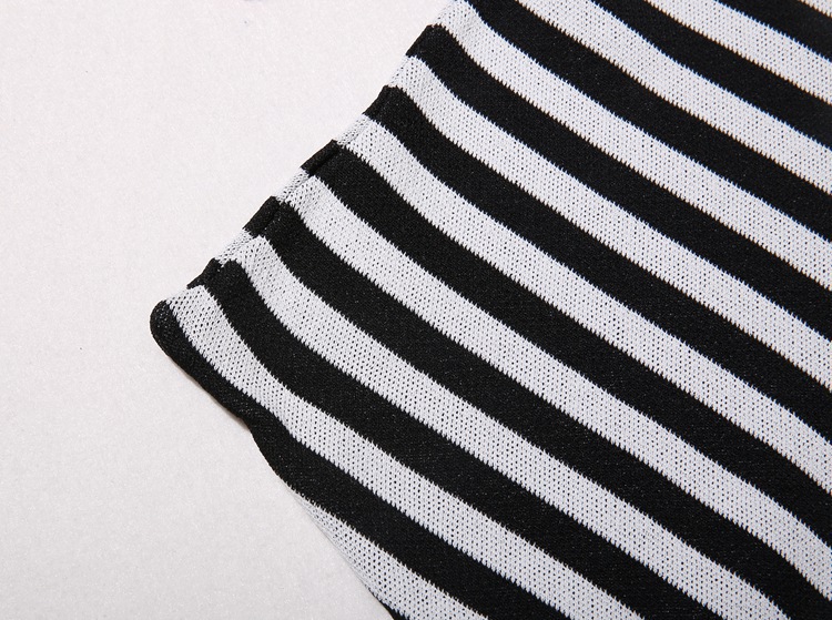 2015欧美大牌女装新款 条纹 拼接 v领 包臀针织连衣裙 140321