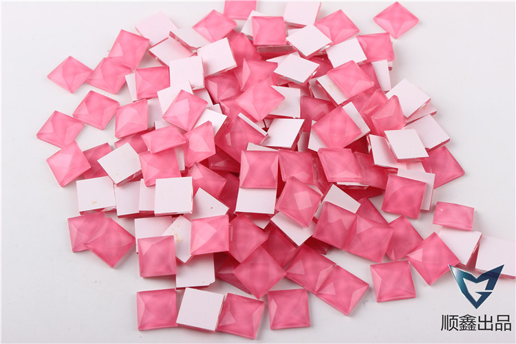 方钻10mm水晶 玻璃钻 正方形 平底果冻色 diy饰品配件 水钻