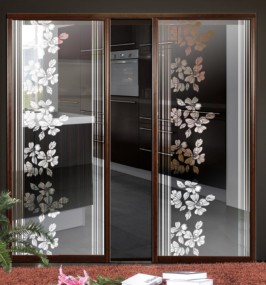 最新款式烤漆工艺 移门推拉门 厨房玻璃门 吊趟门 柜门玻璃 暗花