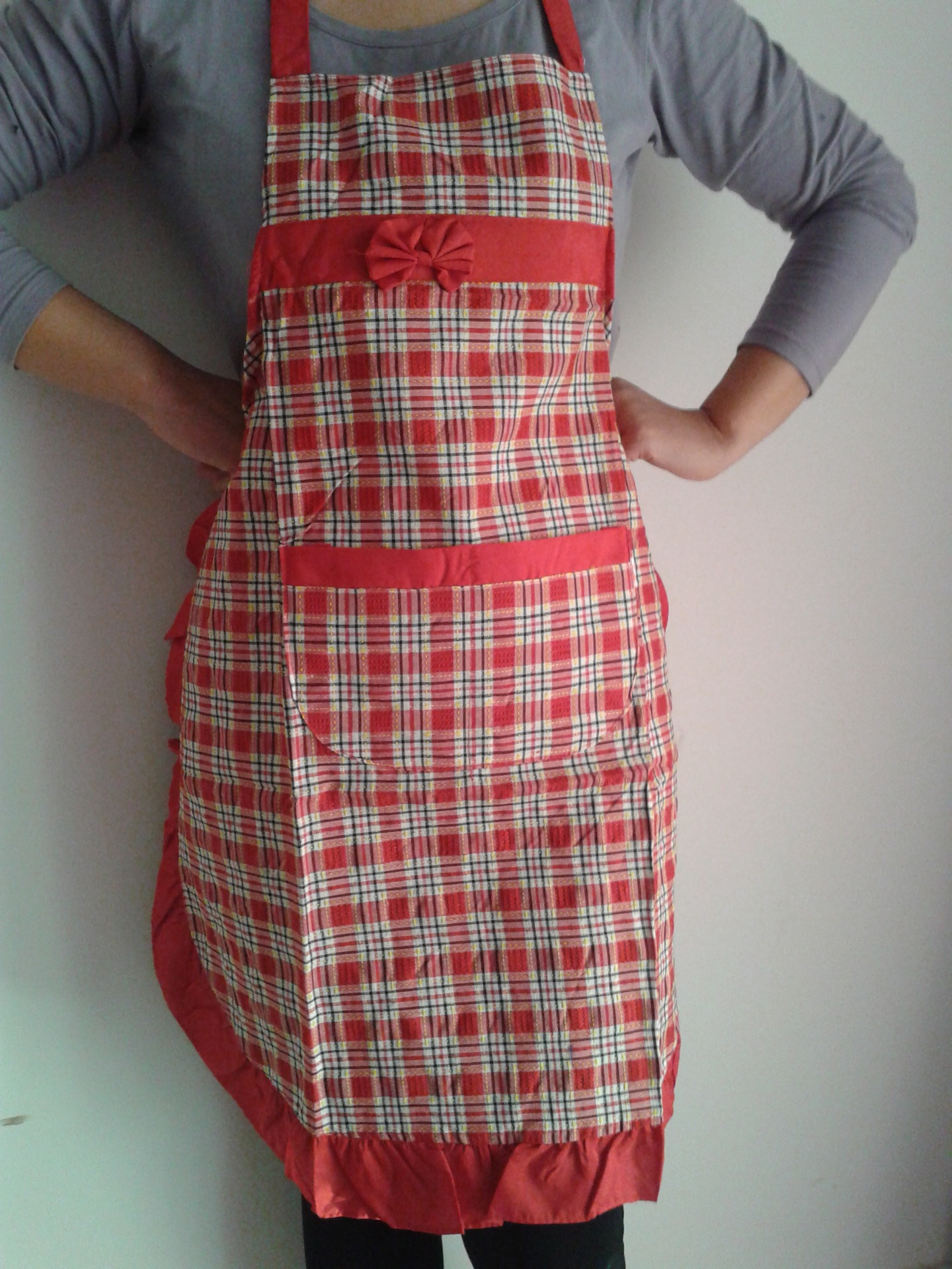 花边围裙 胸口带花围裙 加厚围裙 纯棉格成人罩衣 工厂优惠直销