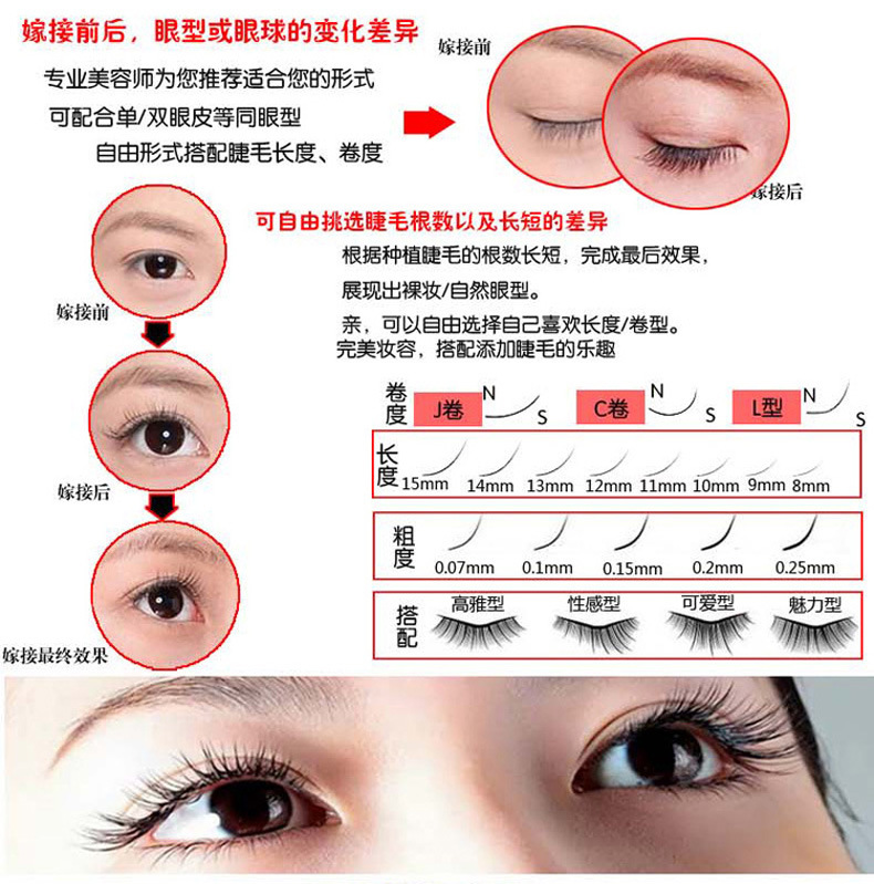 假睫毛-粉卡种植睫毛 仿貂毛材质 三种长度可选 每盒一个长度 c卷 0.
