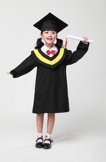 批发定做儿童博士服小学生毕业拍照红黑博士服装幼儿园表演学士服