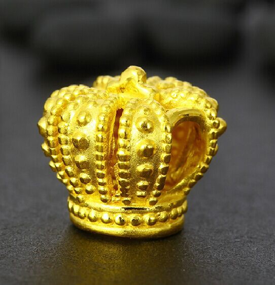 3d硬千足金 皇冠黄金吊坠转运珠吊坠路路通 项坠1.5克图片_6