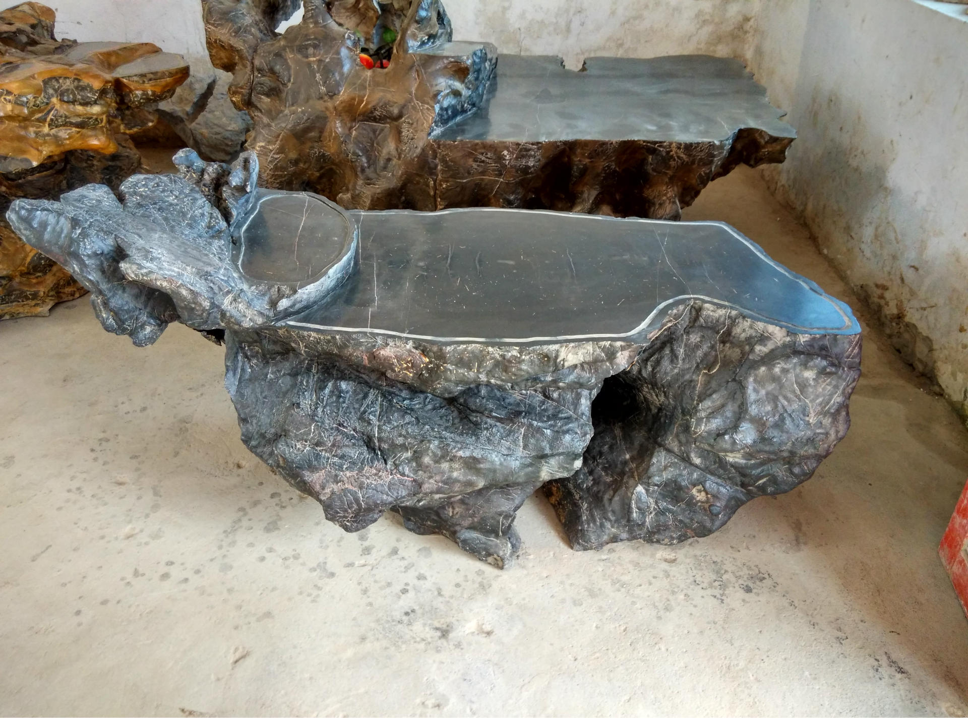 厂家定制天然石灵璧奇石石桌 可加工定做纯天然灵璧第一奇石石桌