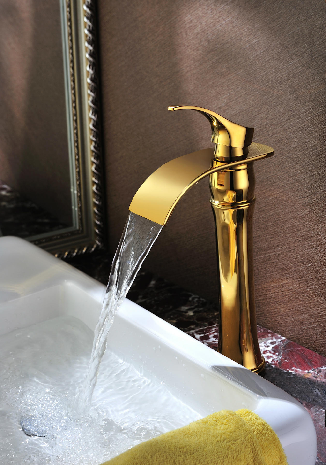 欧式金色水龙头 天然大理石面盆龙头 古典金色龙头 欧式古典龙头