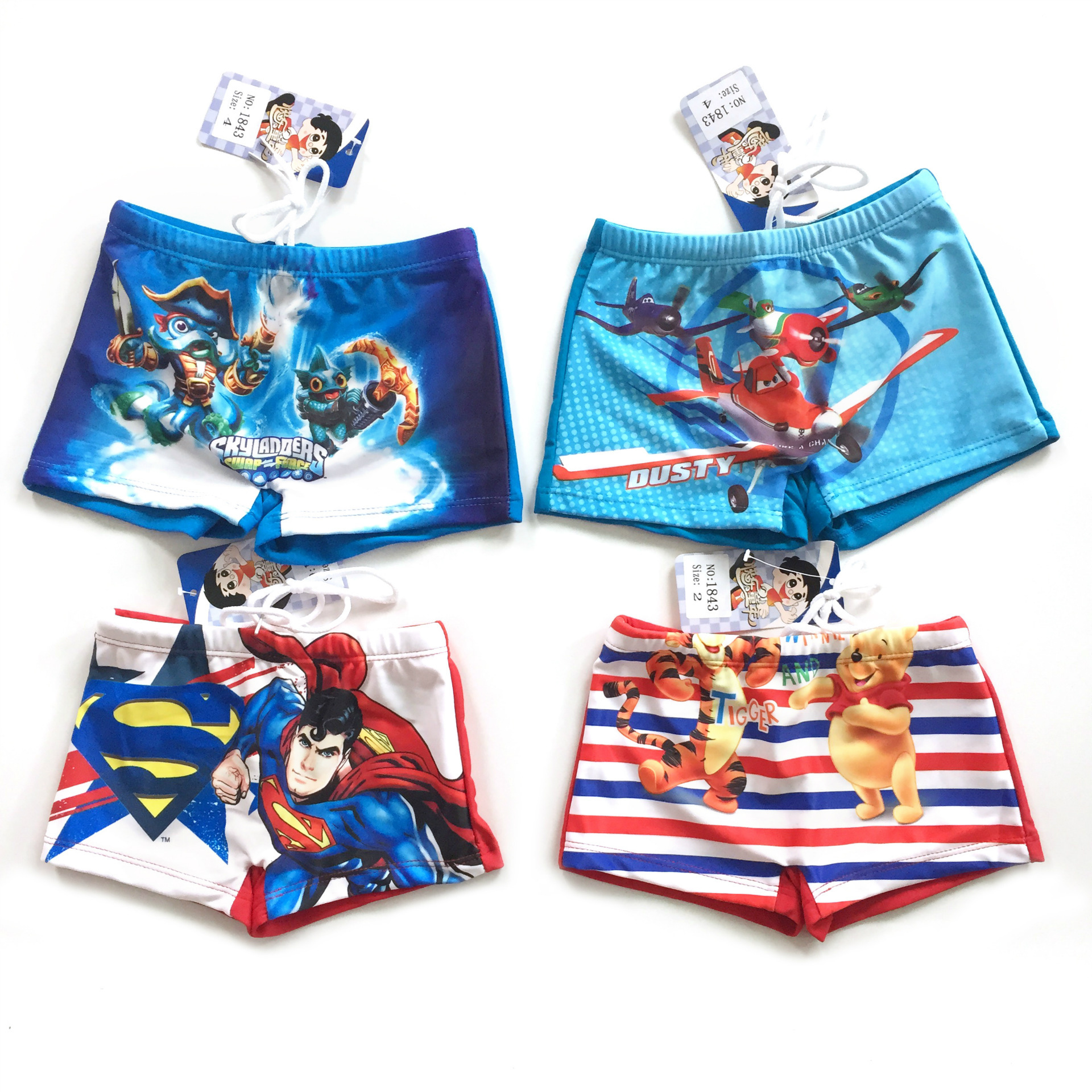 新款迪士尼卡通儿童平角泳裤男童 宝宝婴儿蜘蛛侠超人游泳裤尾单图片