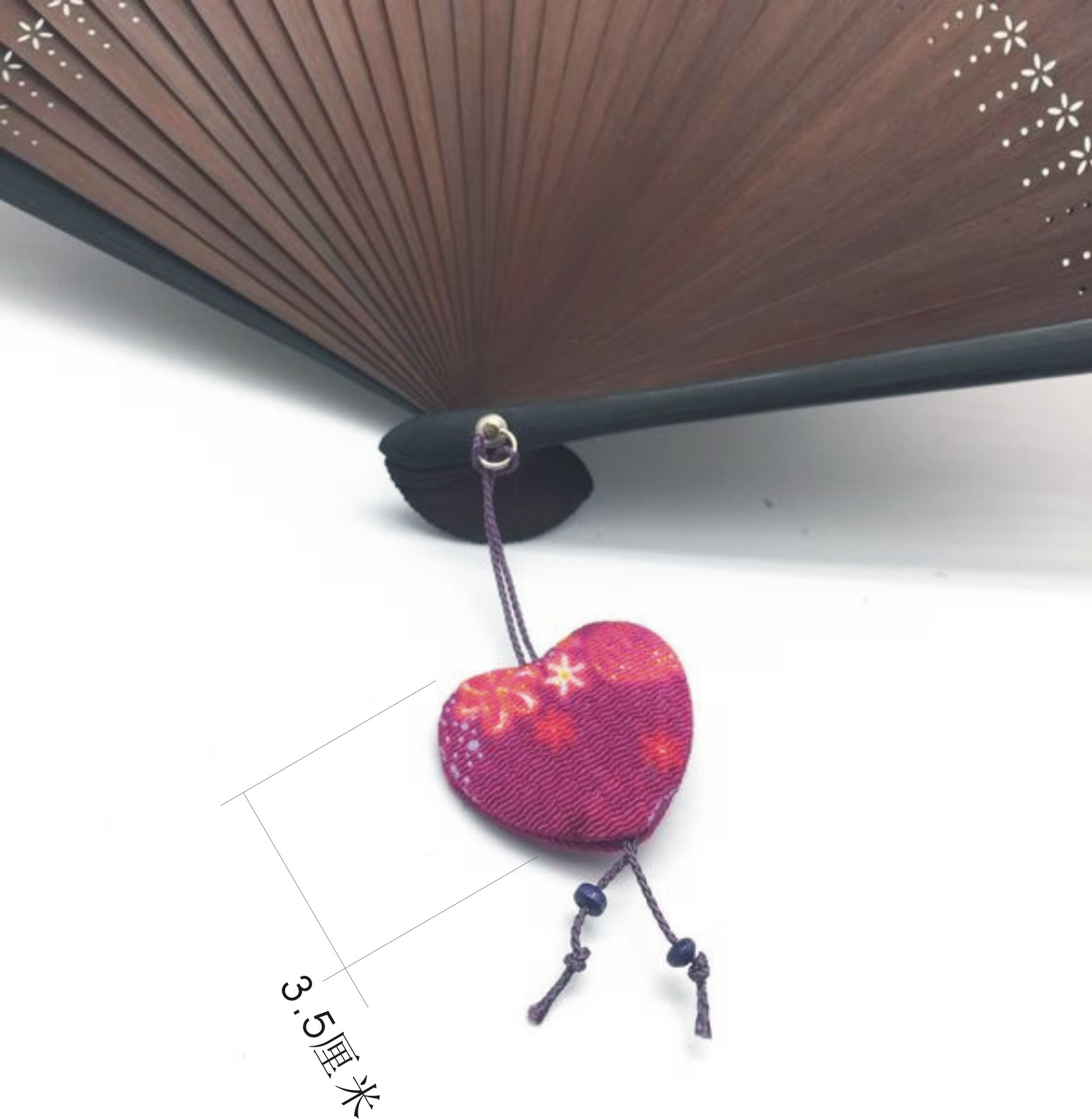 kk22 挂件 an-100 日本风吕敷扇子吊坠 手机挂件 爱心扇坠工艺品