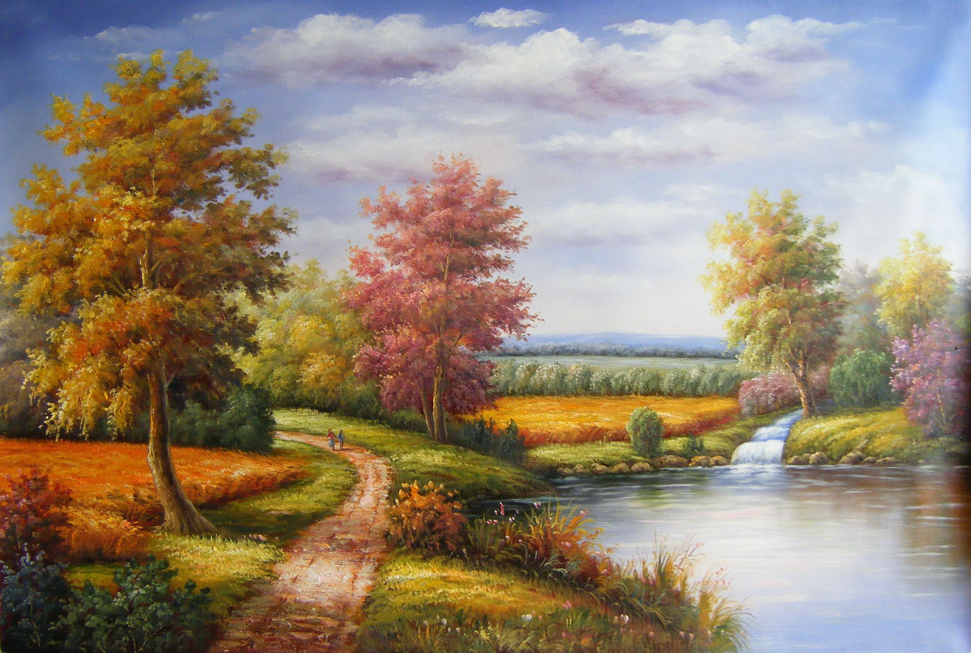 欧式古典风景纯手绘油画聚宝盆聚财家居装饰画挂画无框画