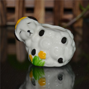 特价动物卡通羊迷你中温陶瓷 白瓷 彩绘多肉花盆 地摊 小摆件