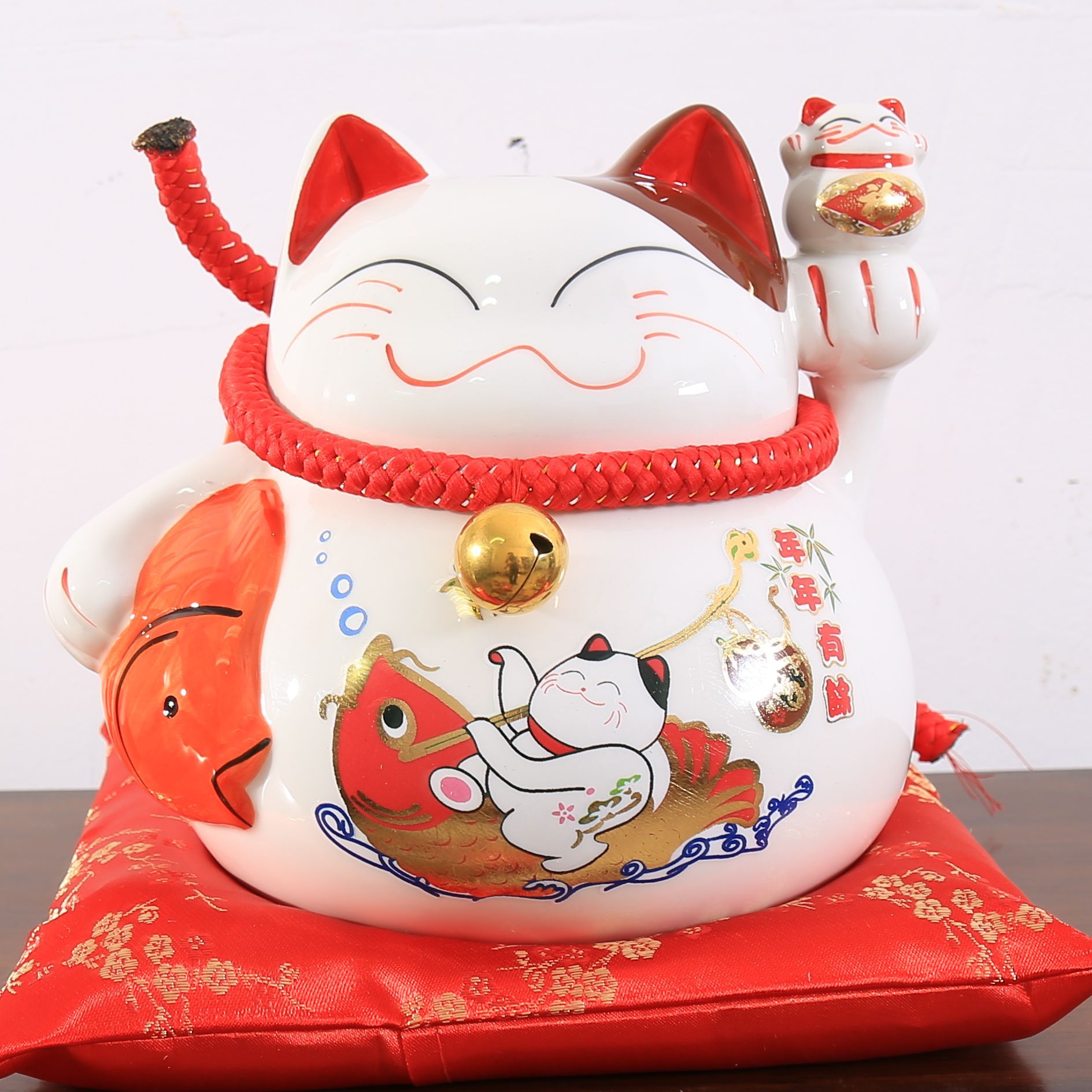 招财猫摆件 9寸日本陶瓷储蓄罐 家居结婚创意店铺开业礼品 b6