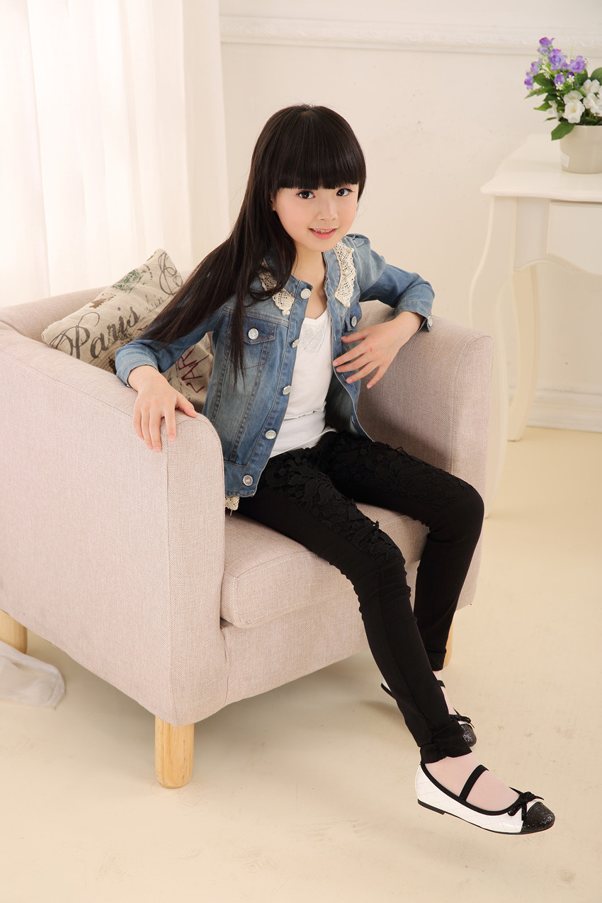 童裤女童秋款2015新款钩花女大童紧身裤打底裤儿童修身裤子批发