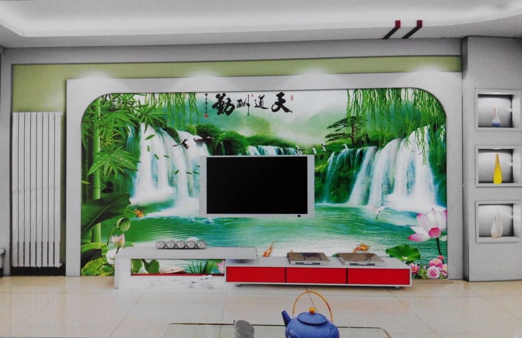 电视背景墙 写真喷绘 客厅无缝壁画 山水画 家居壁画 一件代发