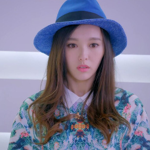 克拉恋人唐嫣蓝色礼帽蝴蝶结帽子毛呢 毡帽子女士帽子秋冬款