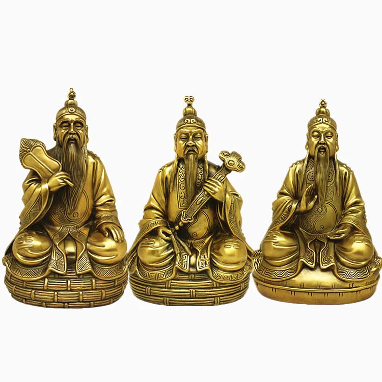 祥狮开光 纯铜 太上老君 老子铜像 铜老君 道教摆件 家居饰品