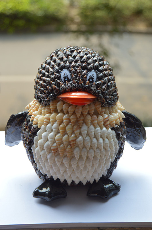 天然海螺储蓄罐qq存钱罐大号贝壳企鹅新创意礼品 贝壳动物批发