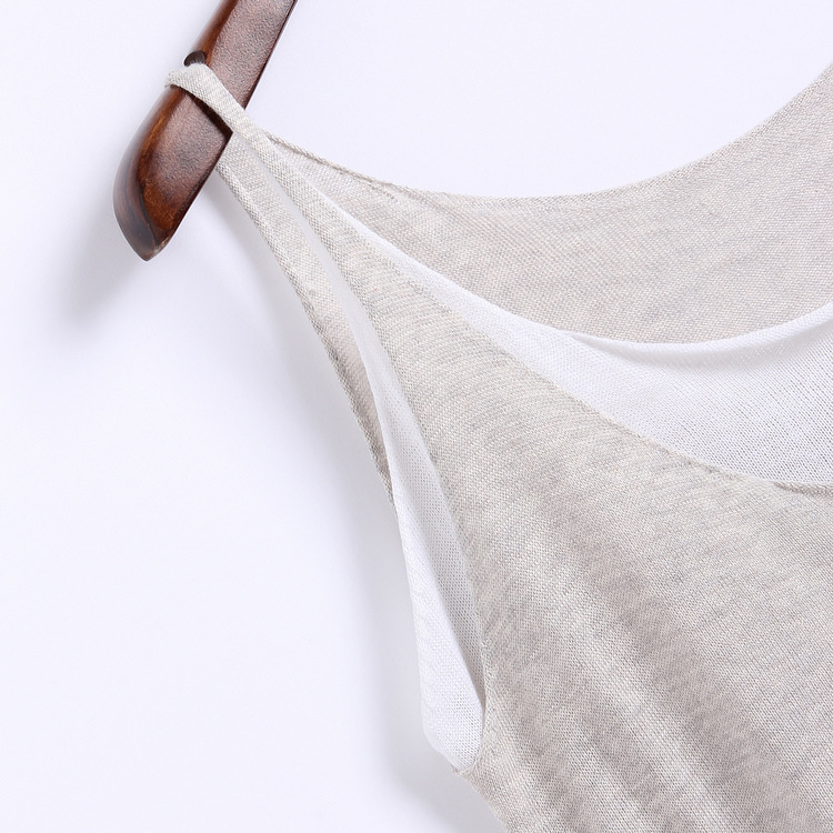 正品女背心新款夏棉麻女装假两件针织背心女士背心打底衫厂家直销