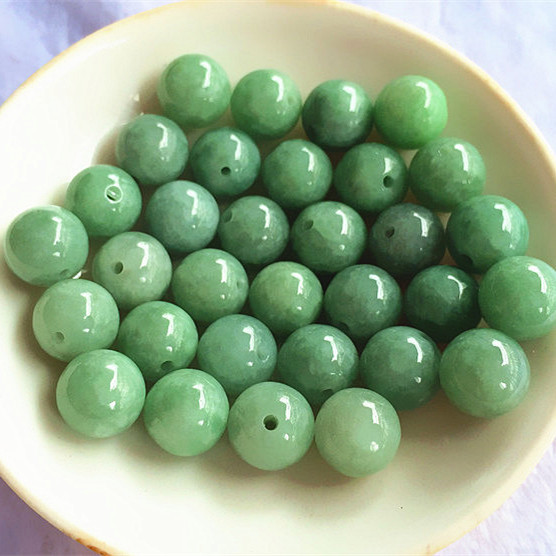 缅甸天然翡翠a货玉石圆珠子阳绿10mm散珠玉珠子多款可以选