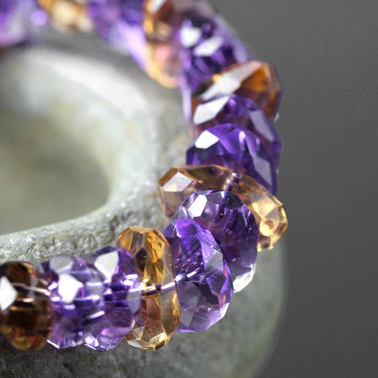 纯天然巴西进口刻面随形紫黄晶手链招财女手串 批发