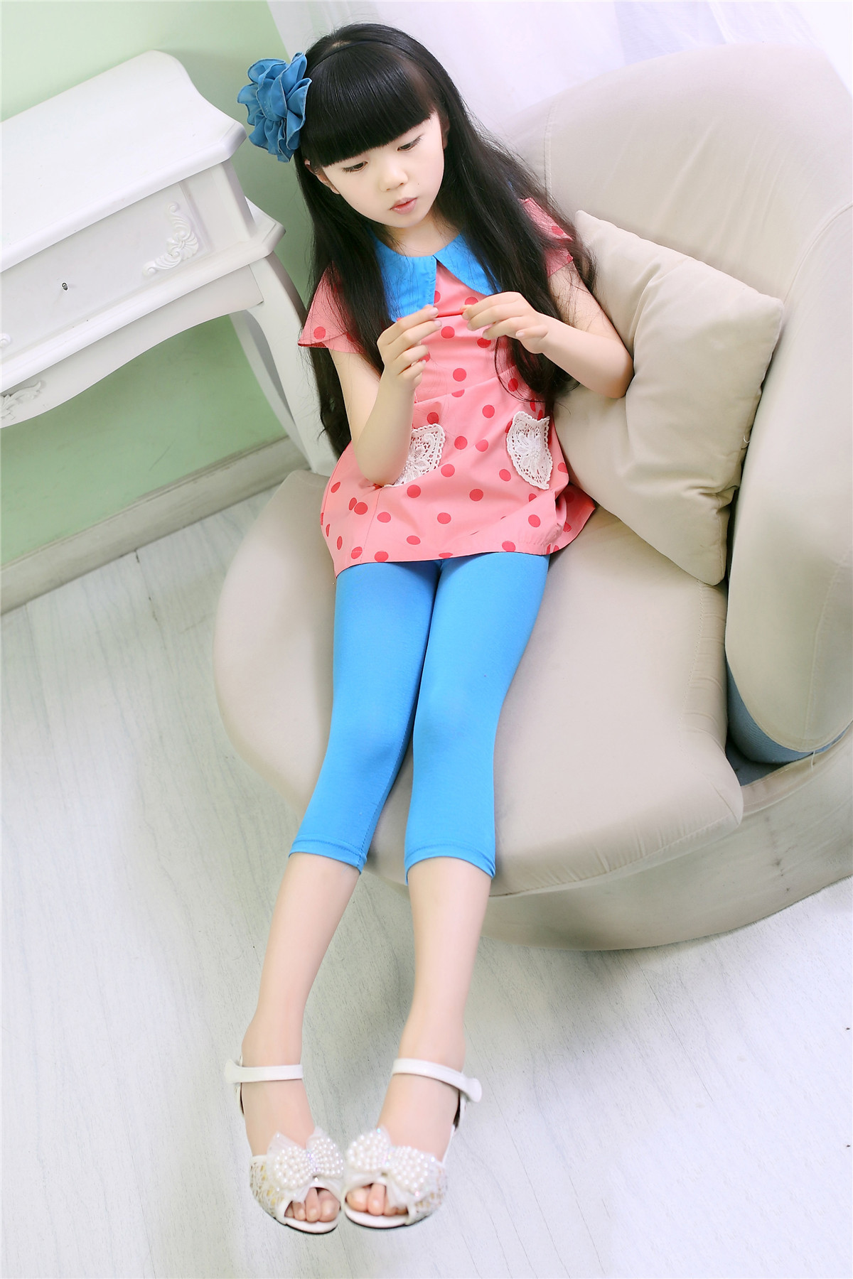 夏季韩版童装新款女童打底裤中大童裤韩版莫代尔儿童七分裤纯棉