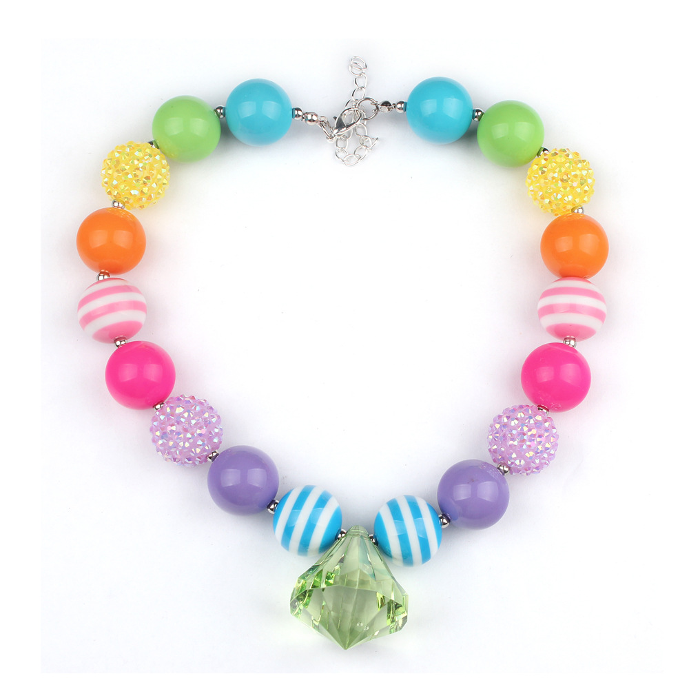 浙江金华彩虹糖果手工儿童串珠项链 新款韩版饰品义乌厂家批发 百搭