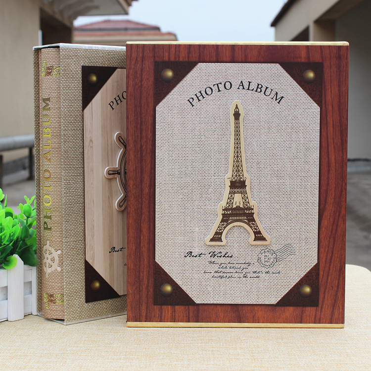 两袋4d大6寸 120张立体铁塔浮雕盒装相册 插页式影集相簿厂家批发