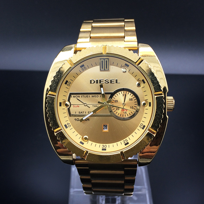 速卖通爆款dz手表 经典简约日历手表 迪家钢带表