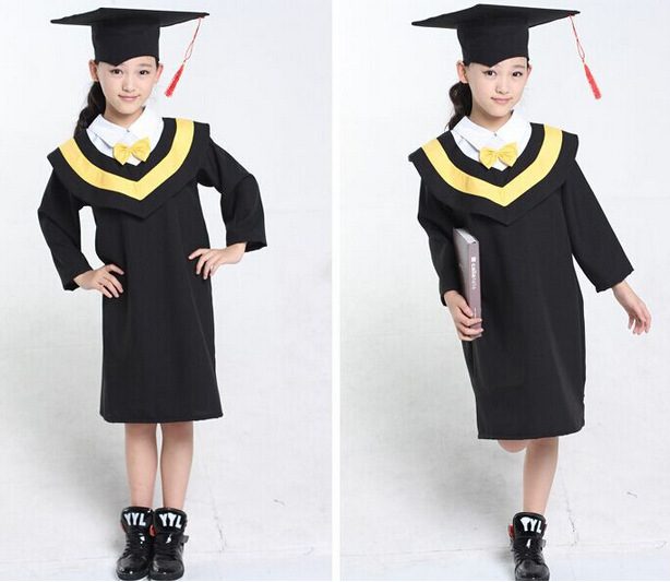 批发定做儿童博士服小学生毕业拍照红黑博士服装幼儿园表演学士服