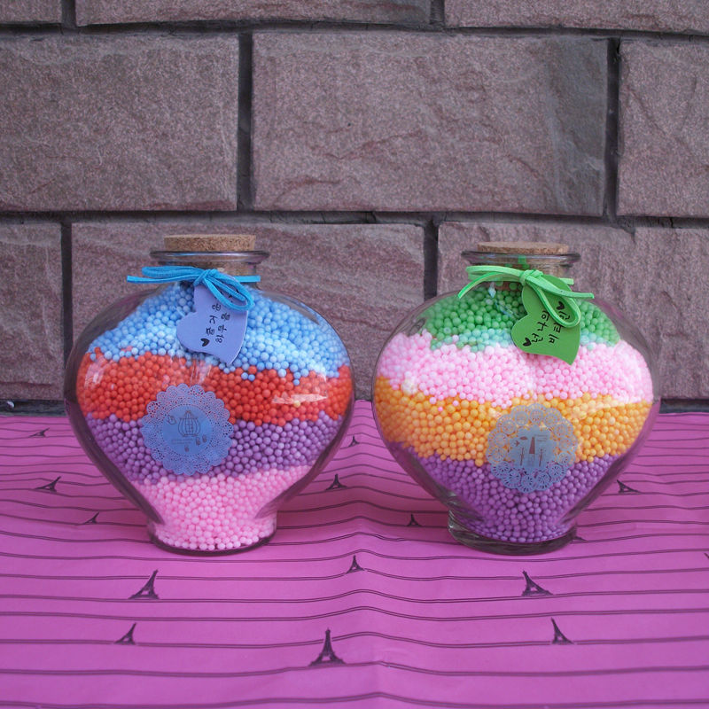 批发012大号彩豆心型玻璃许愿瓶 创意个性桌面装饰摆件工艺品
