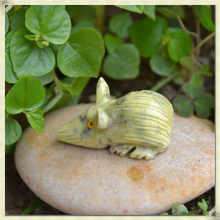 松石雕刻老鼠石雕摆件 奇石雕刻仿古石雕塑工艺品 家居装饰批发