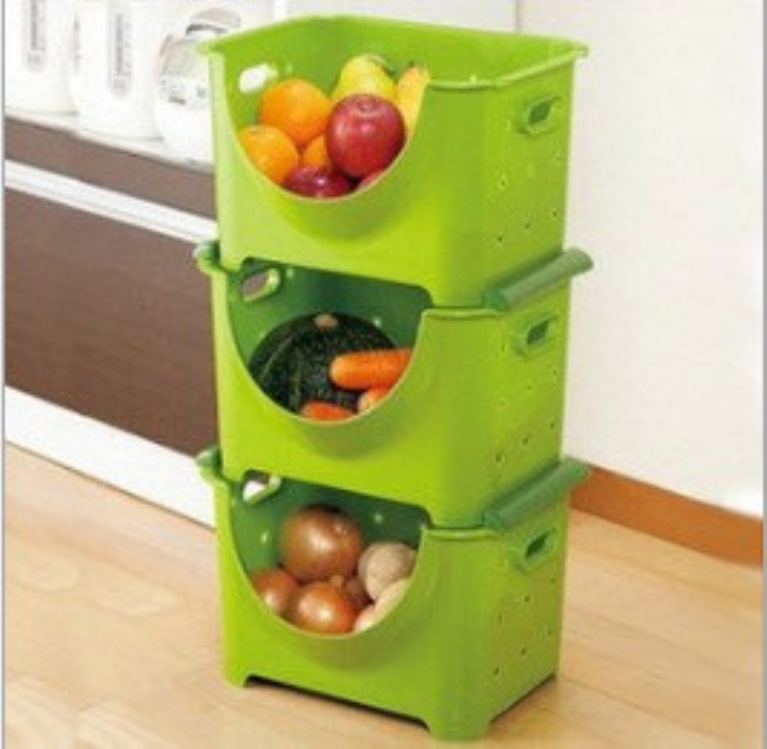 淘宝爆款 叠加环保塑料收纳筐 水果收纳篮 diy空间整理神器大号