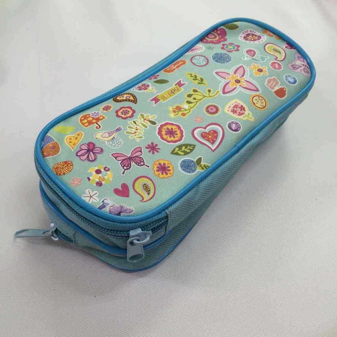 双层拉链笔袋,可定制各种图案文具袋,子线包边牢固耐用笔袋