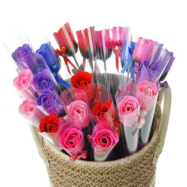 香皂玫瑰花单支 七夕情人节创意礼物 香皂花花头 可