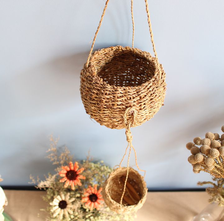 出口日本大吊篮子藤编圆砵吊篮吊挂篮 圆形 吊挂筐a0916