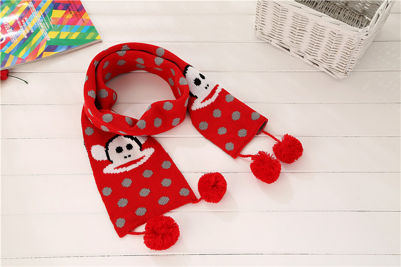 秋冬新款韩版百搭卡通猴子儿童围巾 女童幼儿园学生围巾围脖批发