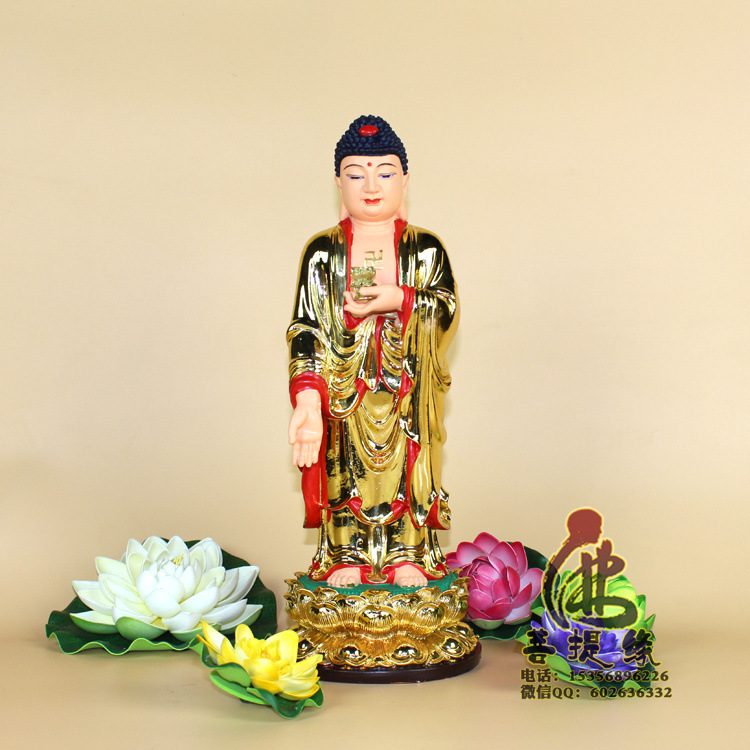 厂家批发树脂佛像观音佛像陶瓷泰国木雕铜小佛像新款西方三圣阿佛