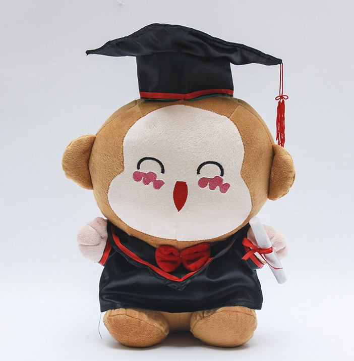 2016年猴年毕业生博士吉祥物公仔 可爱微笑猴公仔 来图来样定制