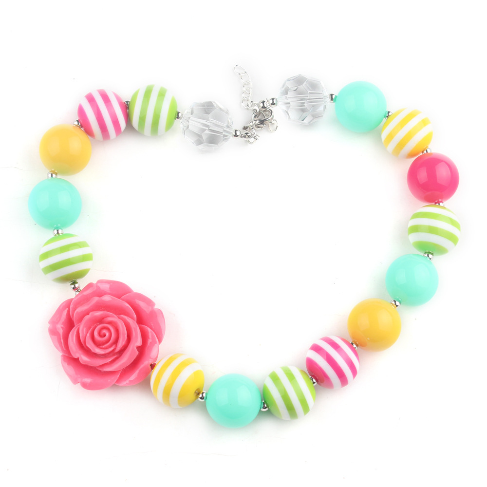 【新店促销】树脂花儿童彩色糖果串珠项链 韩版甜美女孩服饰饰品