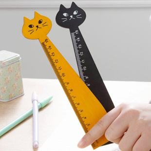 韩国创意文具尺子卡通动物造型直尺猫咪木尺15cm学生用品批发